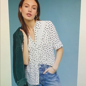 NWT • Anthropologie polka dot button down
